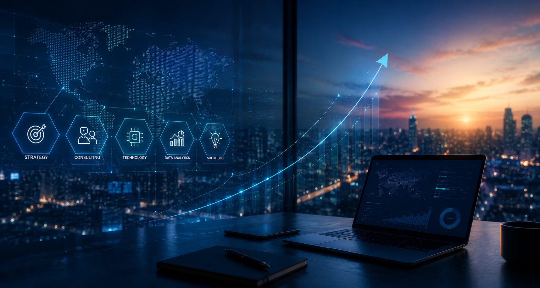 Technology consultants collaborating on digital business solutions
